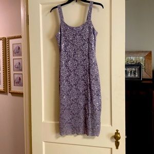 Beautiful mauve-colored sequined dress with matching jacket